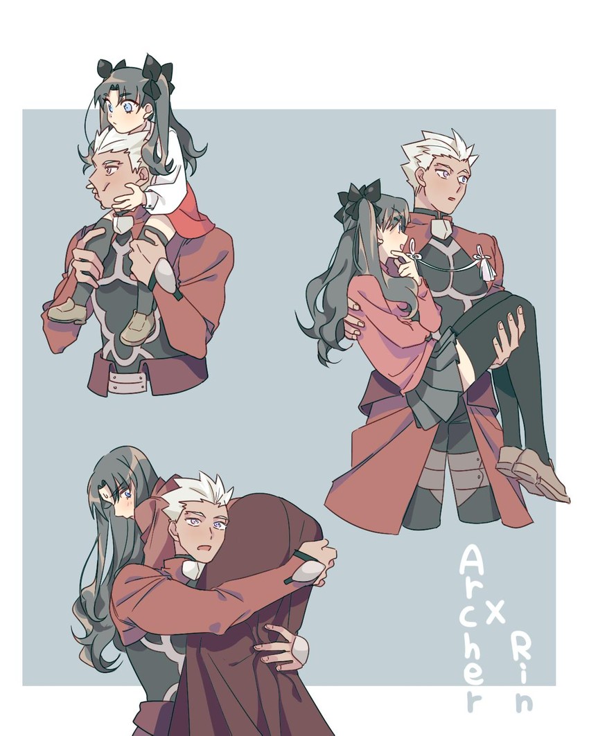 tohsaka rin and archer (fate and 3 more) drawn by redmin_0415
