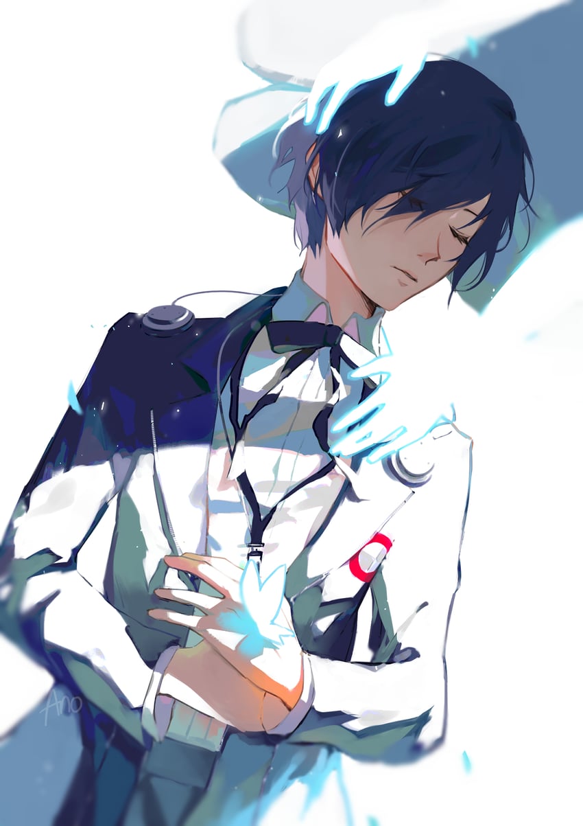 yuuki makoto and aigis (persona and 1 more) drawn by anocurry