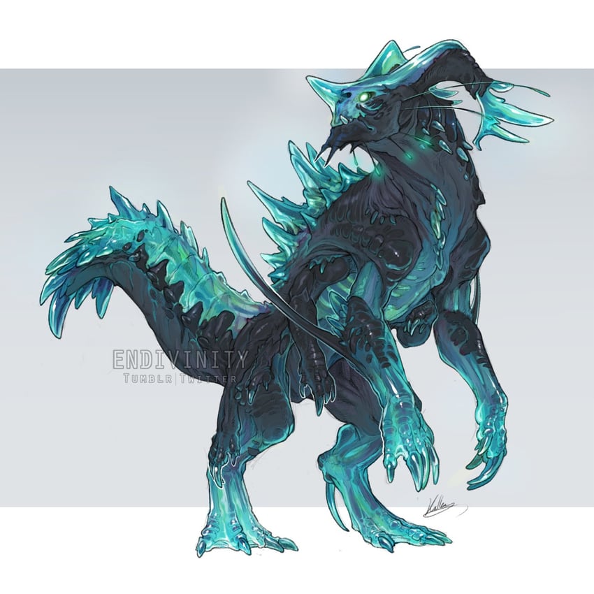 deathclaw (original and 1 more) drawn by endivinity