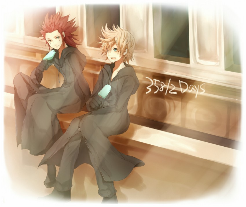 roxas and axel (kingdom hearts and 1 more) drawn by tetsuo_(tashirosu)