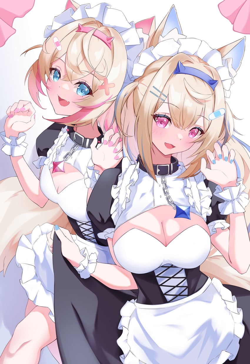 fuwawa abyssgard and mococo abyssgard (hololive and 1 more) drawn by poruporupriiin