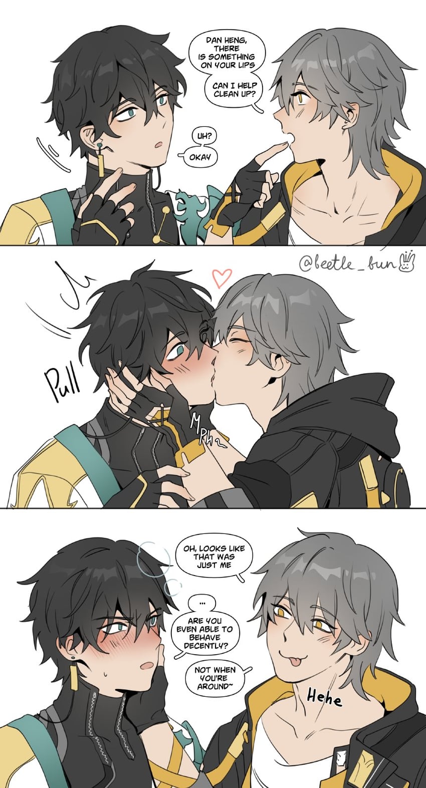 trailblazer, caelus, and dan heng (honkai and 1 more) drawn by beetle_bun
