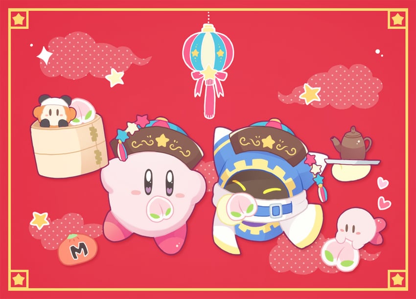 kirby, waddle dee, and magolor (kirby) drawn by kae77p