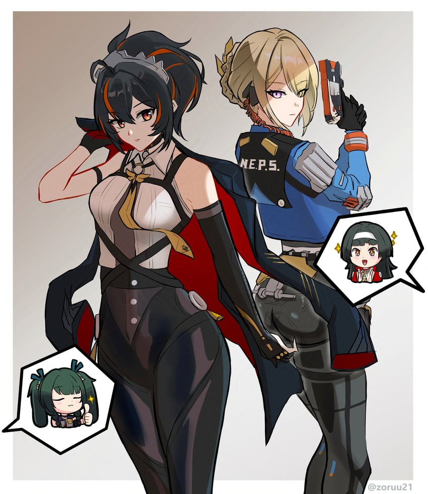 zhu yuan, evelyn chevalier, astra yao, and qingyi (zenless zone zero) drawn by zoruu21