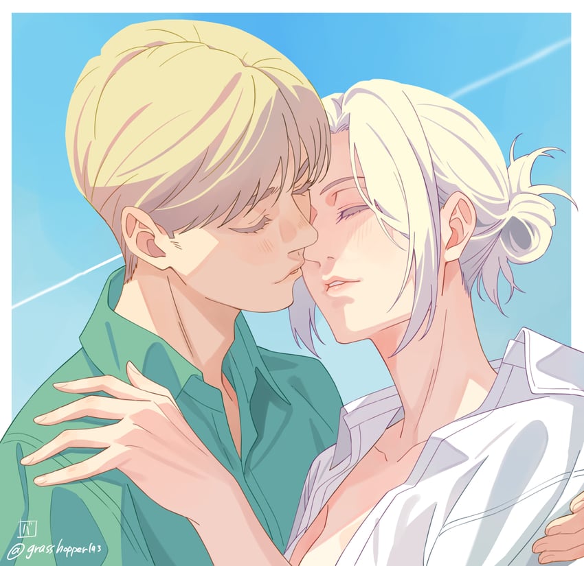 armin arlert and annie leonhart (shingeki no kyojin) drawn by grasshopper193