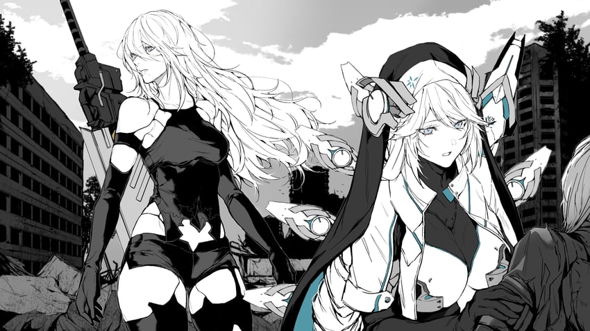 a2 and rapunzel (goddess of victory: nikke and 2 more) drawn by nishiii26miii