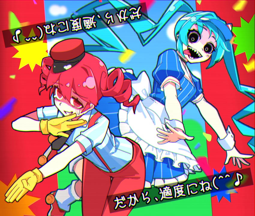 hatsune miku and kasane teto (vocaloid and 2 more) drawn by akrun
