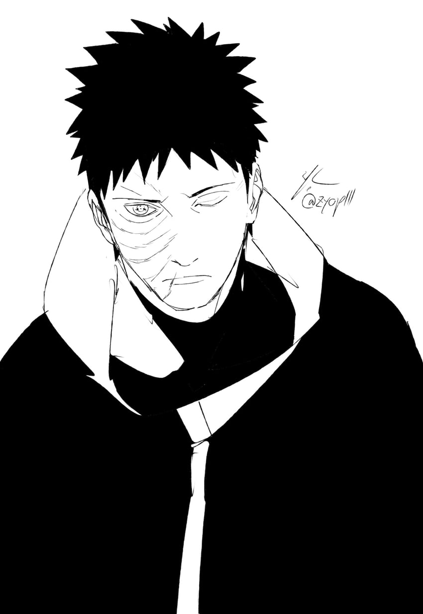 uchiha obito (naruto and 1 more) drawn by zifletts