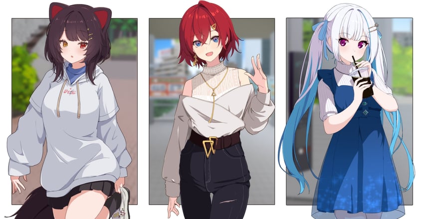 lize helesta, ange katrina, and inui toko (nijisanji) drawn by remiria100