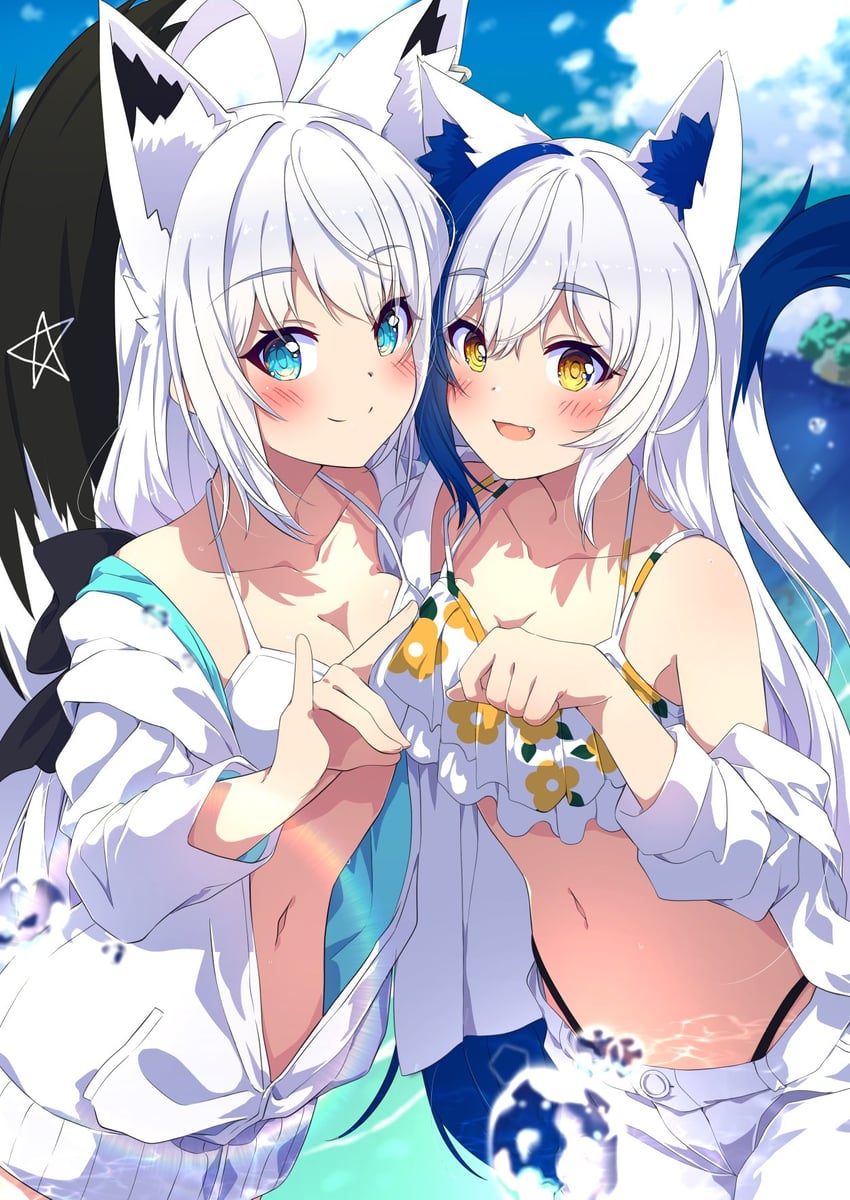 shirakami fubuki and aomiya yozuri (hololive and 1 more) drawn by namikawa_kuroha