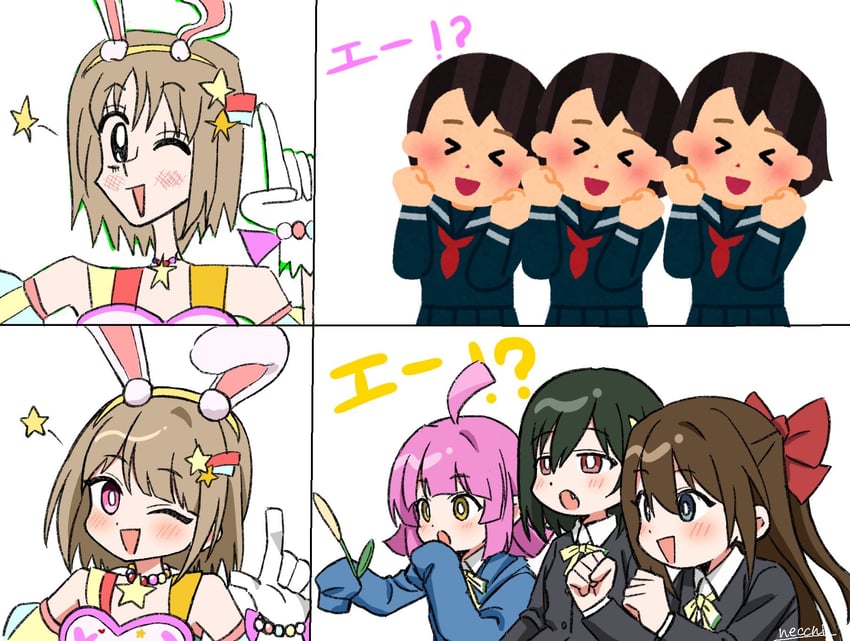 osaka shizuku, tennoji rina, nakasu kasumi, and mifune shioriko (love live! and 2 more) drawn by necchi