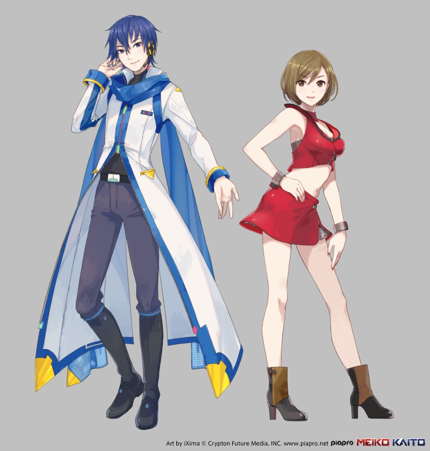 kaito and meiko (vocaloid) drawn by ixima