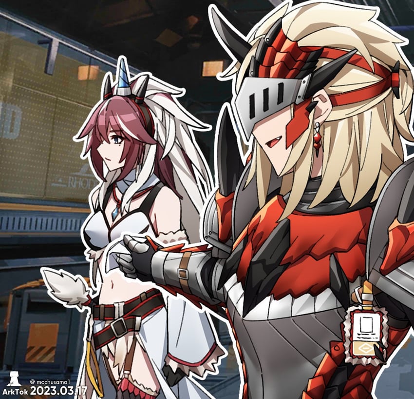 yato, kirin r yato, noir corne, and rathalos s noir corne (arknights and 1 more) drawn by mochusama