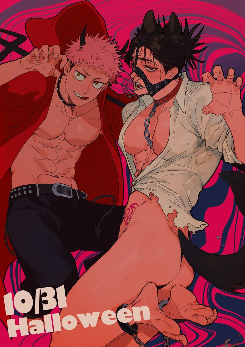 itadori yuuji and choso (jujutsu kaisen) drawn by uorui