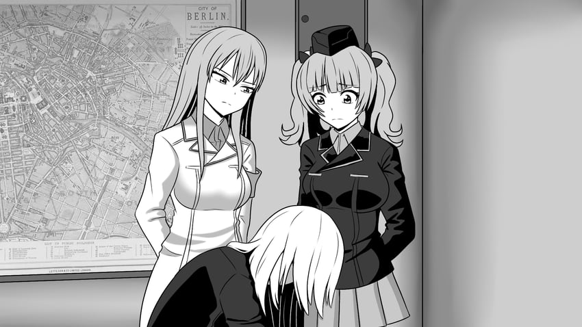 itsumi erika, rou leila, and sheska (girls und panzer and 1 more) drawn by kuroumikei