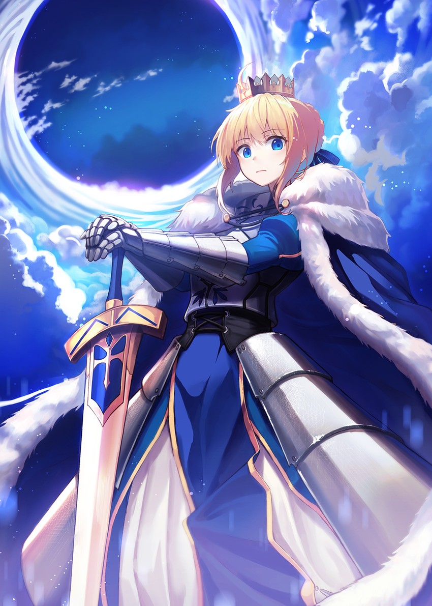 artoria pendragon and saber (fate and 2 more) drawn by rangu
