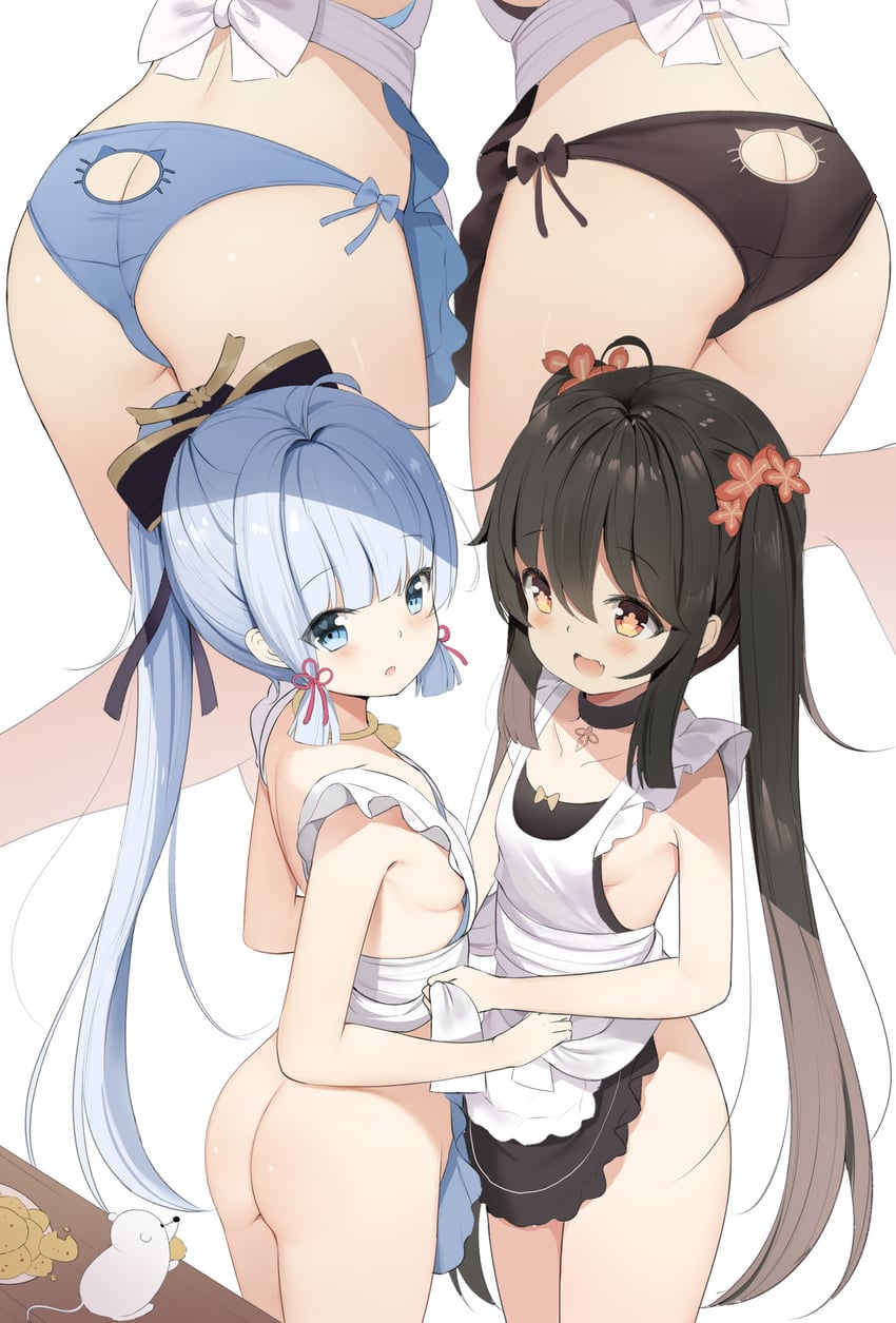 hu tao and kamisato ayaka (genshin impact) drawn by chintora0201