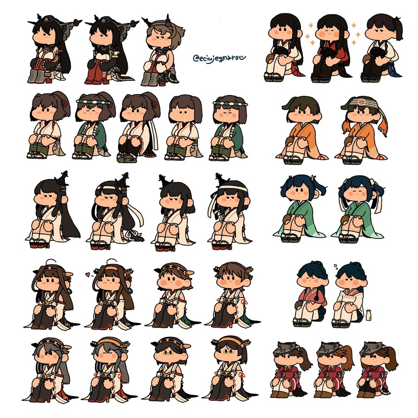 kaga, kongou, akagi, haruna, nagato, and 22 more (kantai collection) drawn by orange_suesaburou