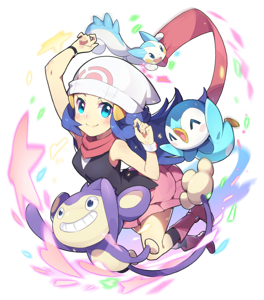 dawn, piplup, pachirisu, and aipom (pokemon and 1 more) drawn by kabigon