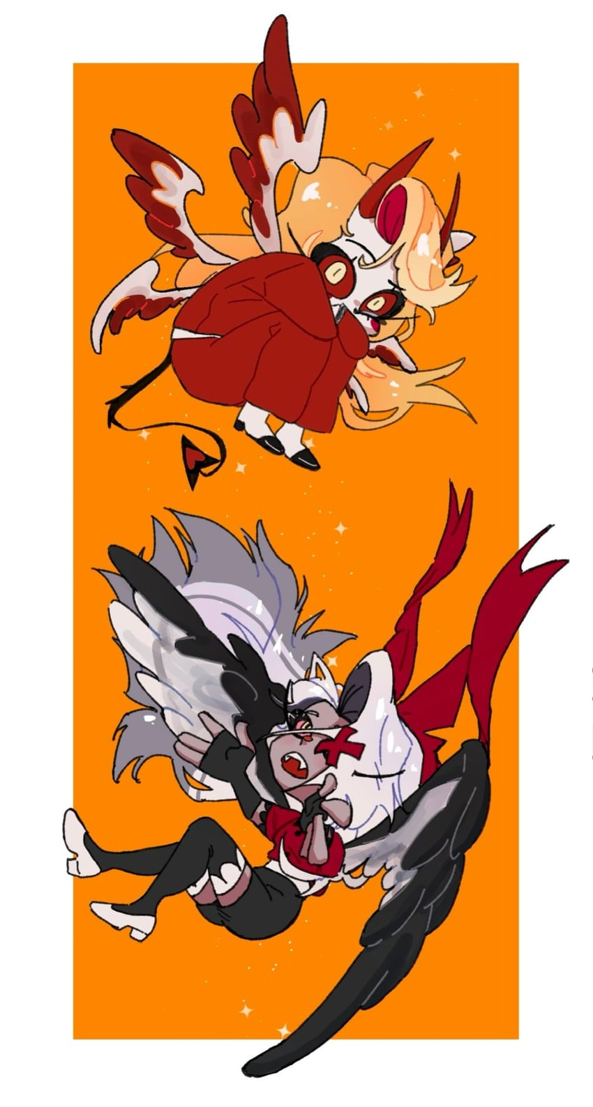 charlie morningstar and vaggie (hazbin hotel) drawn by zinzzalife