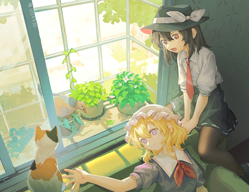 usami renko, maribel hearn, and goutokuji mike (touhou) drawn by furahata_gen