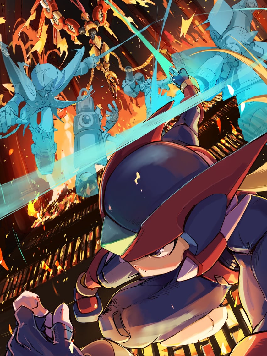 zero, zero(z), vile, colonel, bit, and 2 more (mega man and 6 more) drawn by omochi_(mochi_skymega)
