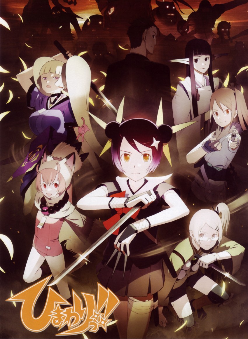 hinata himawari, azami, shikimi, yusura, himeji, and 3 more (himawari!) drawn by okama