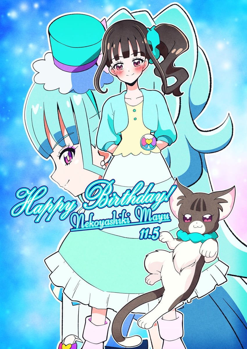 nekoyashiki mayu and cure lillian (precure and 1 more) drawn by @est@