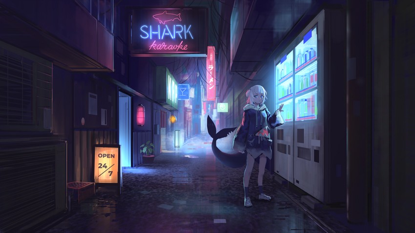gawr gura (hololive and 1 more) drawn by vertigris