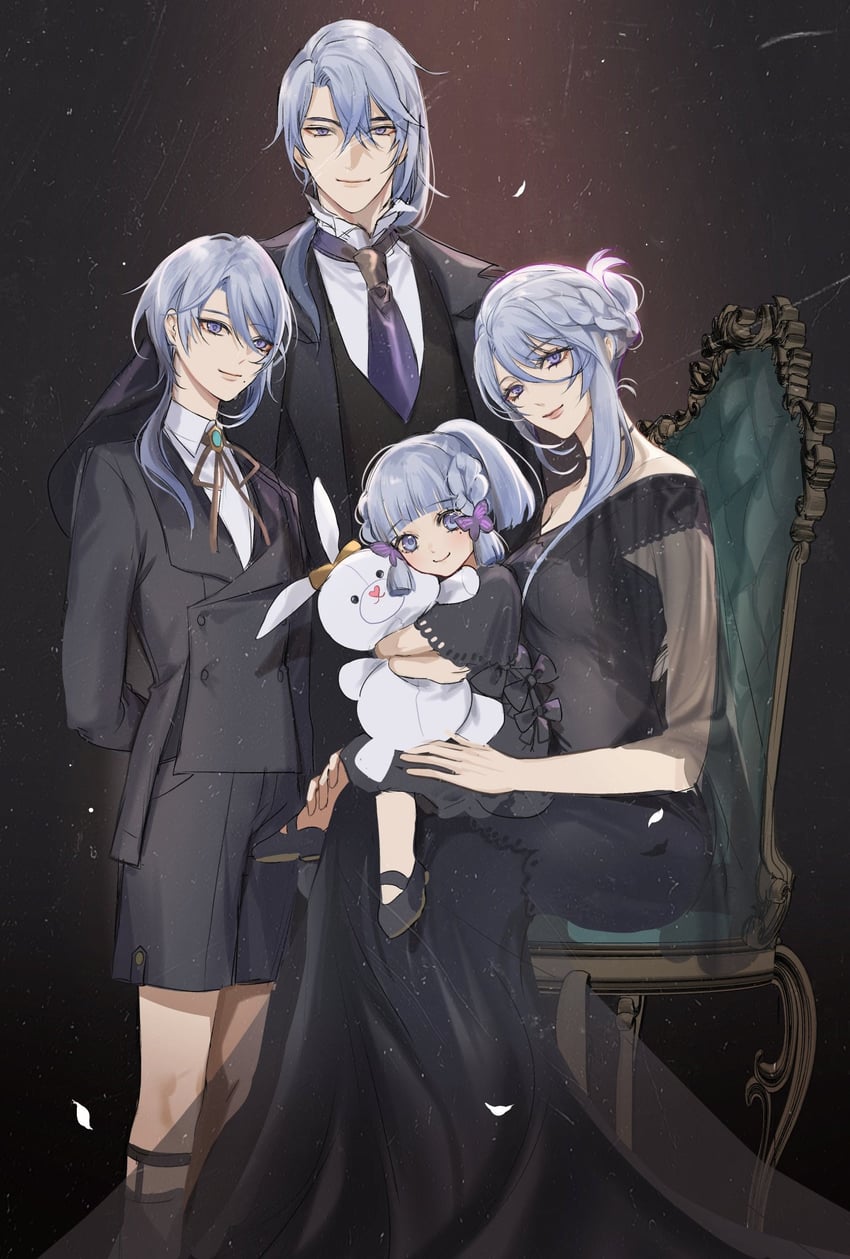 kamisato ayaka, kamisato ayato, and kamisato kayo (genshin impact) drawn by pnk_crow