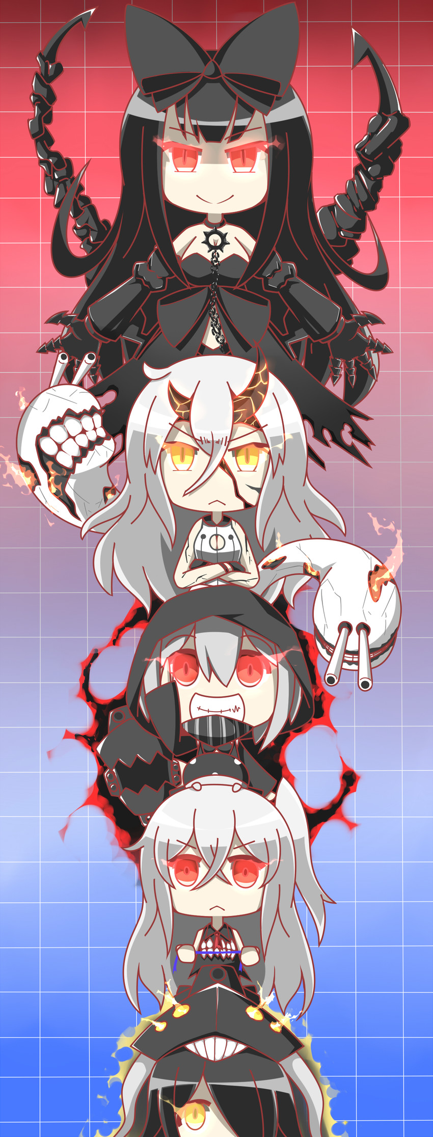 re-class battleship, heavy cruiser princess, seaplane tender princess, so-class submarine, and destroyer water oni (kantai collection) drawn by feiton