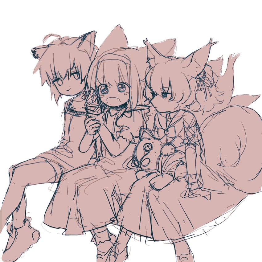 suzuran, sussurro, shamare, and morte (arknights) drawn by niwatori_(akira_207)