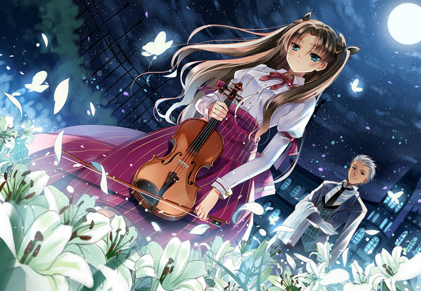 tohsaka rin and archer (fate and 1 more) drawn by jiji_(381134808)