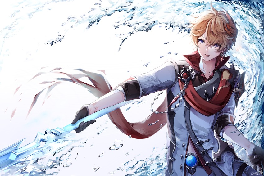 tartaglia (genshin impact) drawn by chachong_sama