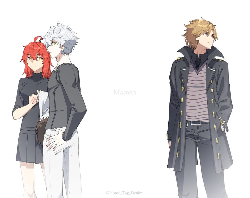 fujimaru ritsuka, kadoc zemlupus, and daybit sem void (fate and 1 more) drawn by house_tag_denim