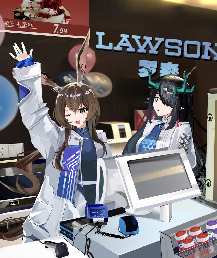 amiya and dusk (arknights and 1 more) drawn by mikuning