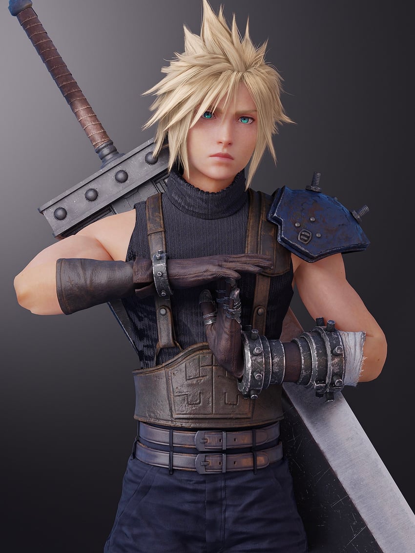 cloud strife (final fantasy and 2 more) drawn by trivia3d