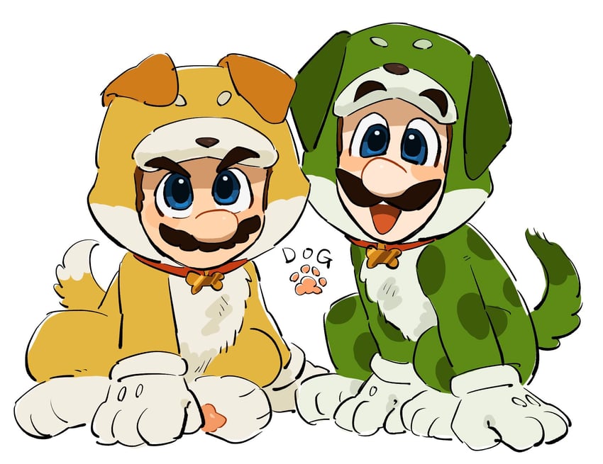 mario, luigi, cat mario, and cat luigi (mario and 1 more) drawn by mimimi_(mimimim9999)