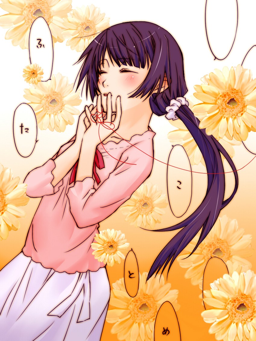 senjougahara hitagi (monogatari and 2 more) drawn by towako
