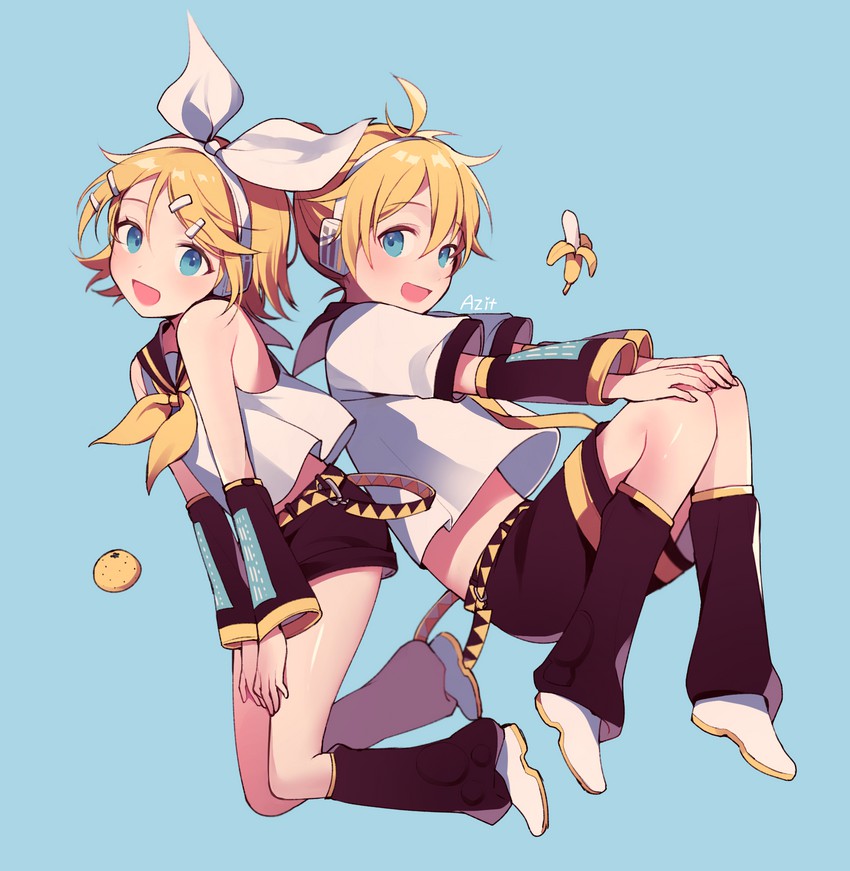 kagamine rin and kagamine len (vocaloid) drawn by azit_(down)
