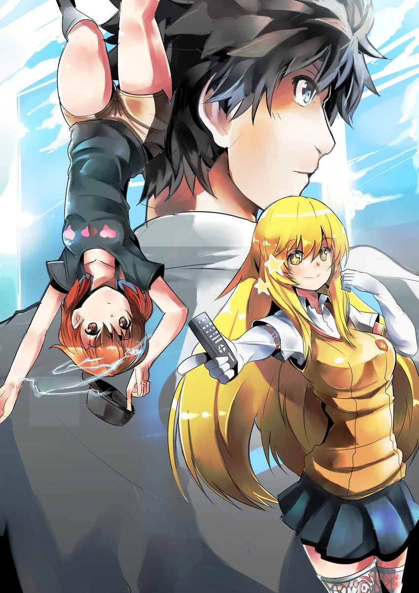 misaka mikoto, shokuhou misaki, and kamijou touma (toaru majutsu no index and 2 more) drawn by julioalqae