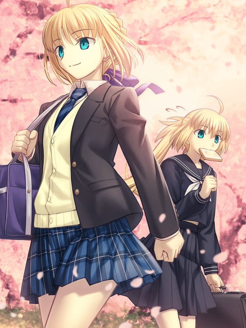 artoria pendragon, artoria caster, and saber (fate and 2 more) drawn by shoori_(migiha)