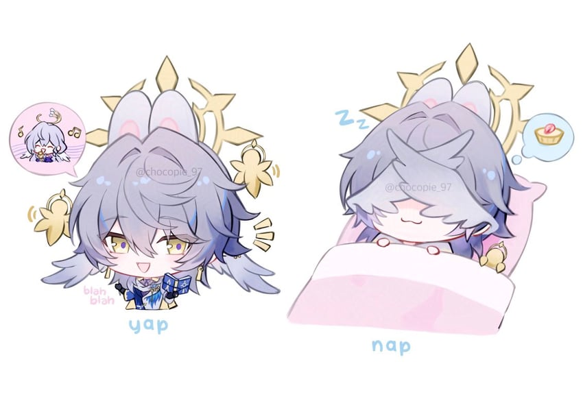 robin and sunday (honkai and 1 more) drawn by chocopie_97