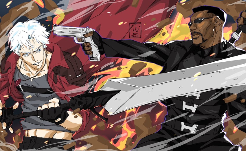 dante and blade (marvel and 2 more) drawn by tdamilare11