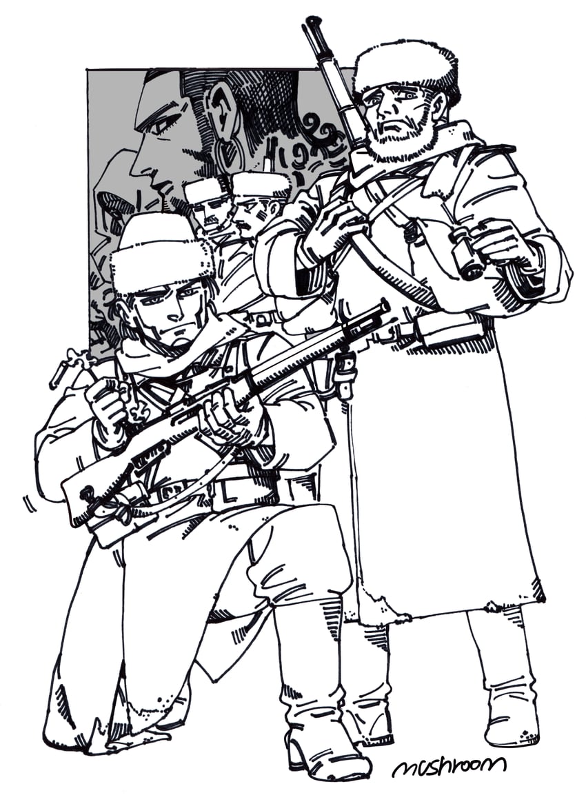 ogata hyakunosuke, kiroranke, vasily, and ilya (golden kamuy) drawn by mushroom_(osh320)