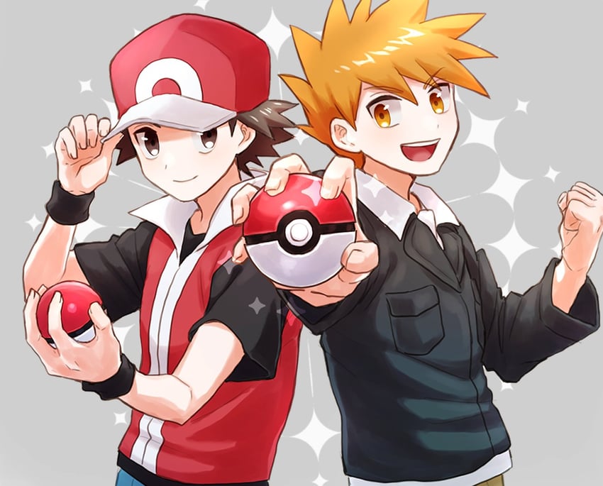 red and blue oak (pokemon and 1 more) drawn by mochi_(mocchi_p_2m)