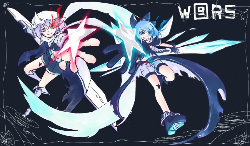 cirno, letty whiterock, and black rock shooter (touhou and 1 more) drawn by satou