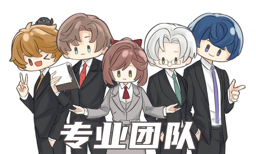 rosa, luke pearce, marius von hagen, artem wing, and vyn richter (tears of themis) drawn by poisona_(nimomimasaki)