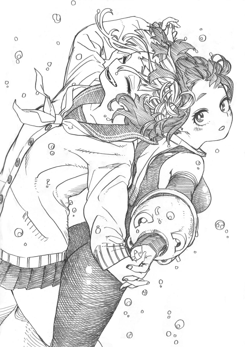 uraraka ochaco and toga himiko (boku no hero academia) drawn by horikoshi_kouhei