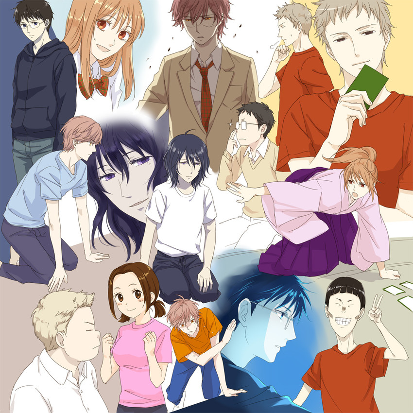 ayase chihaya, mashima taichi, wataya arata, ooe kanade, wakamiya shinobu, and 4 more (chihayafuru) drawn by tsusana